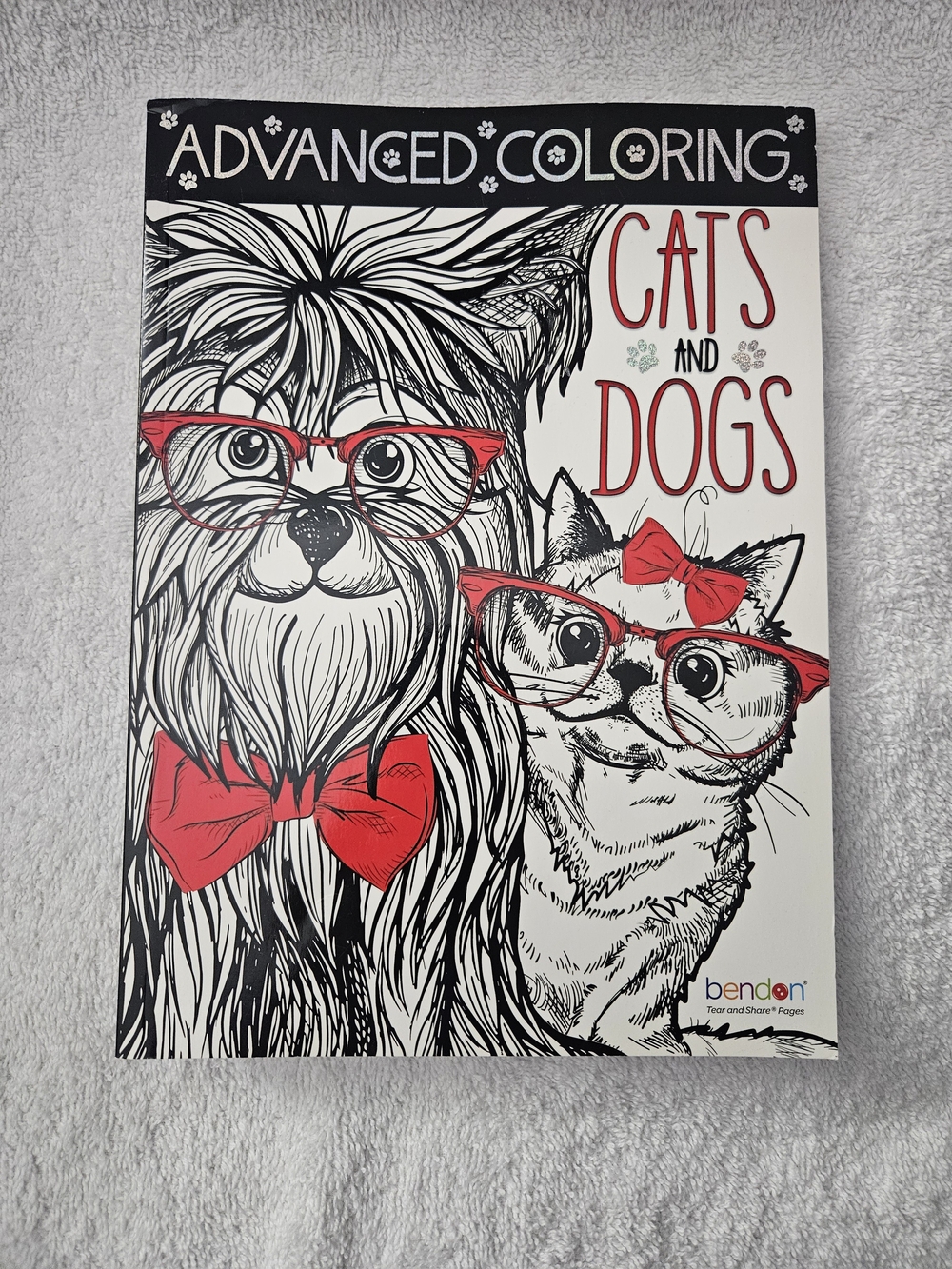 Bendon Advanced Coloring Book Cats and Dogs 40 Images Adult Stress Relief NEW